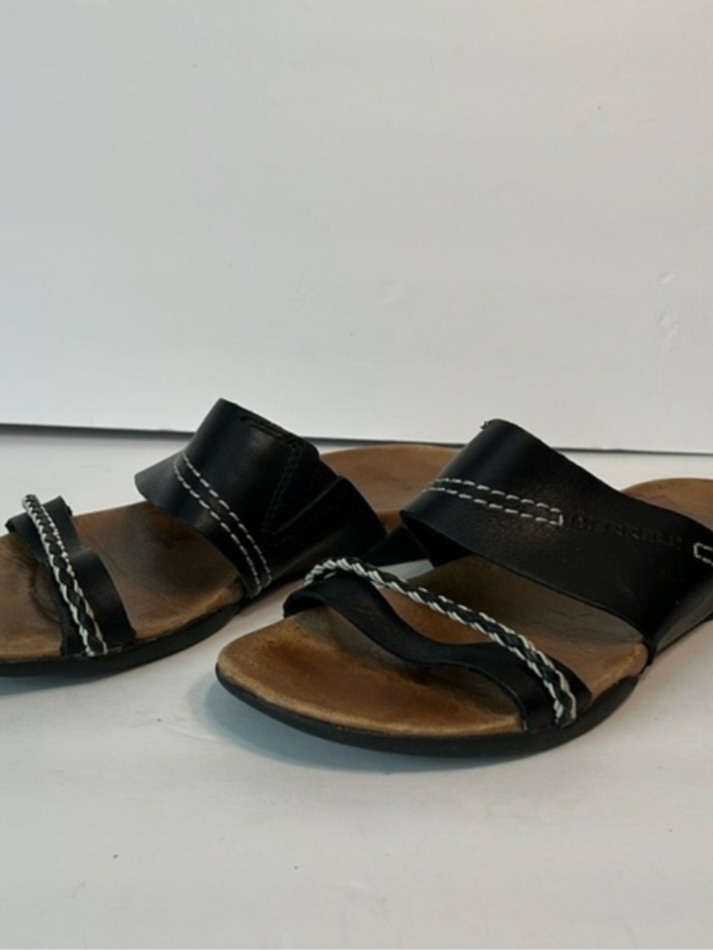 Merrell Black and Brown Women's Slip-On Sandals